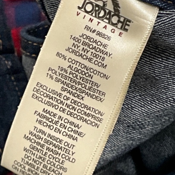 JORDACHE VINTAGE Denim Shortalls Distressed Cuffed Dark Wash Size M - Picture 6 of 6